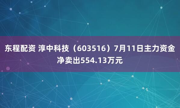 东程配资 淳中科技(603516)7月11日主力资金净卖出554.13万元