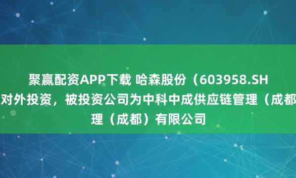 聚赢配资APP下载 哈森股份(603958.SH)新增一起对外投资,被投资公司为中科中成供应链管理(成都)有限公司