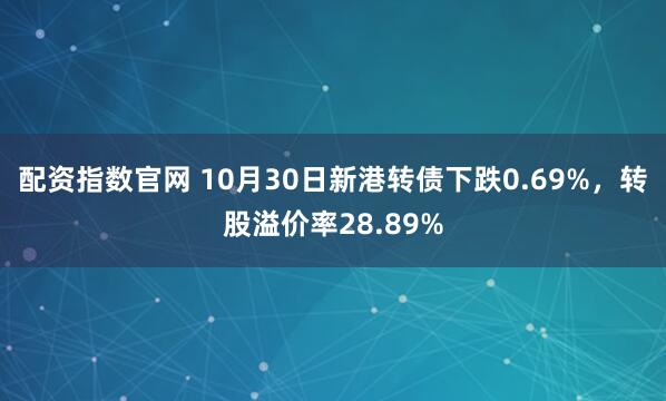 配资指数官网 10月30日新港转债下跌0.69%，转股溢价率28.89%